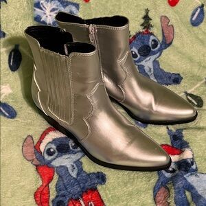 Silver Ankle Boots